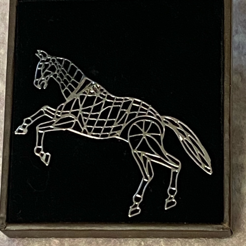 HORSE Brooch, Silver Tone in Box
